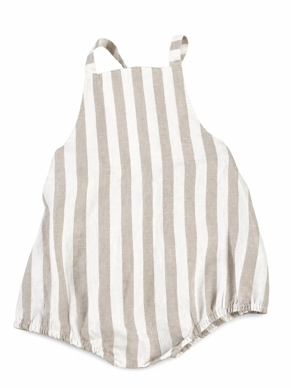 NWOT Rylee + Cru Neutral Stripe Cotton Baby Romper - Beige & White